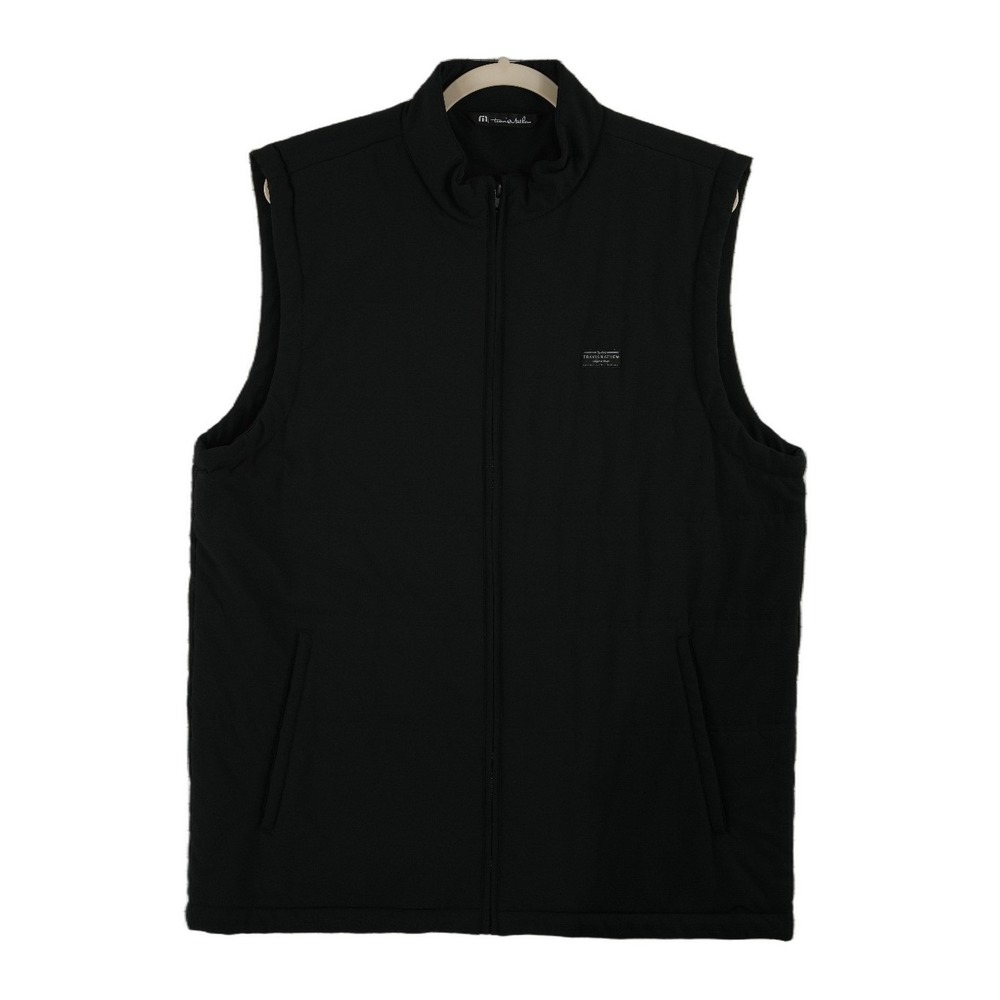 TravisMathew Vest Men's Size Medium Black Full Zip Mock Neck Padded Golf